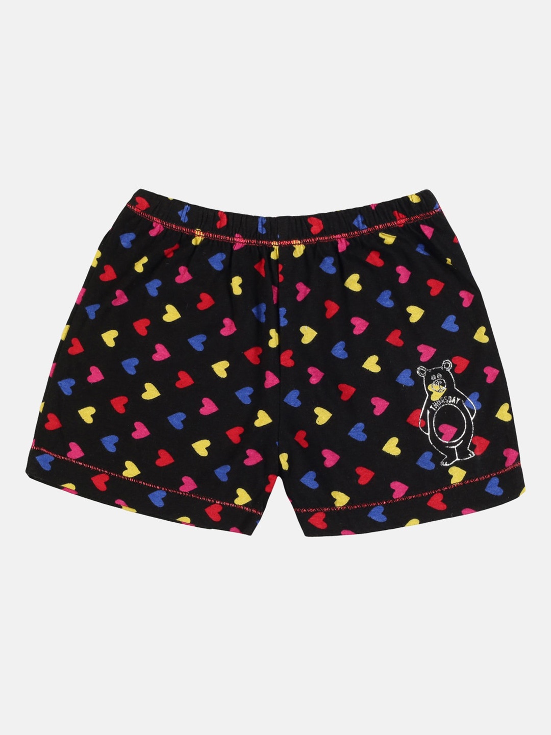 

UrGear Girls Black Printed Cotton Yoga Shorts