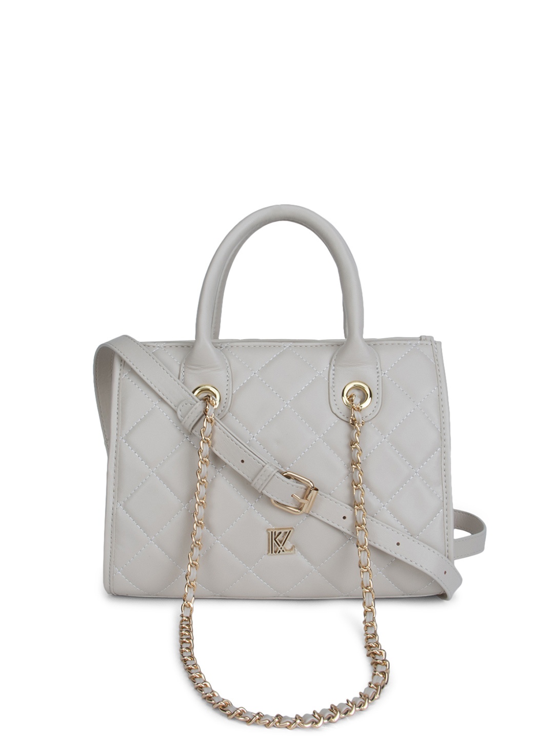 

Kazo Off White Self Design Structured Handheld Bag