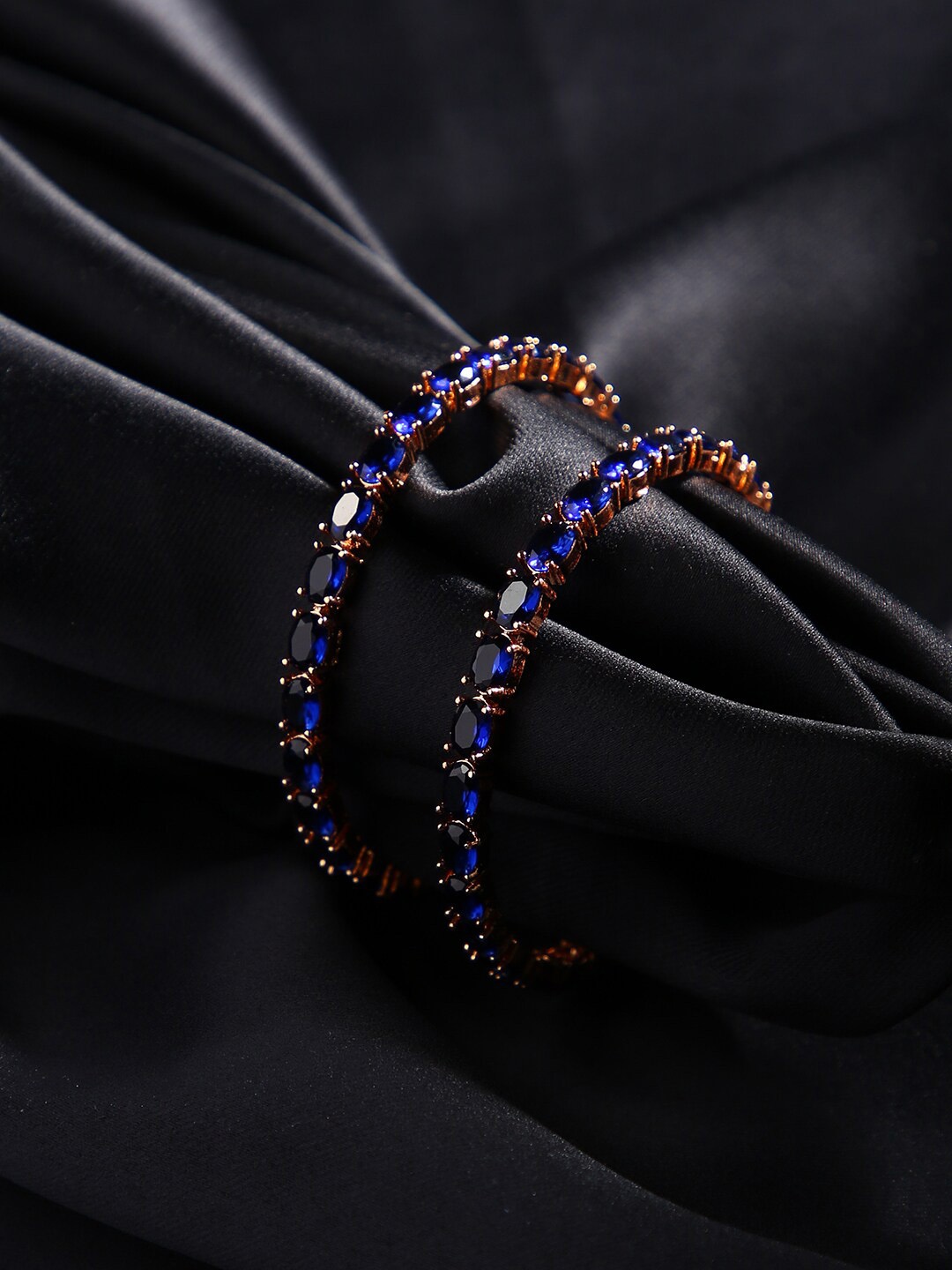 

justpeachy Set of 2 Blue & Rose Gold-Plated Studded Bangles