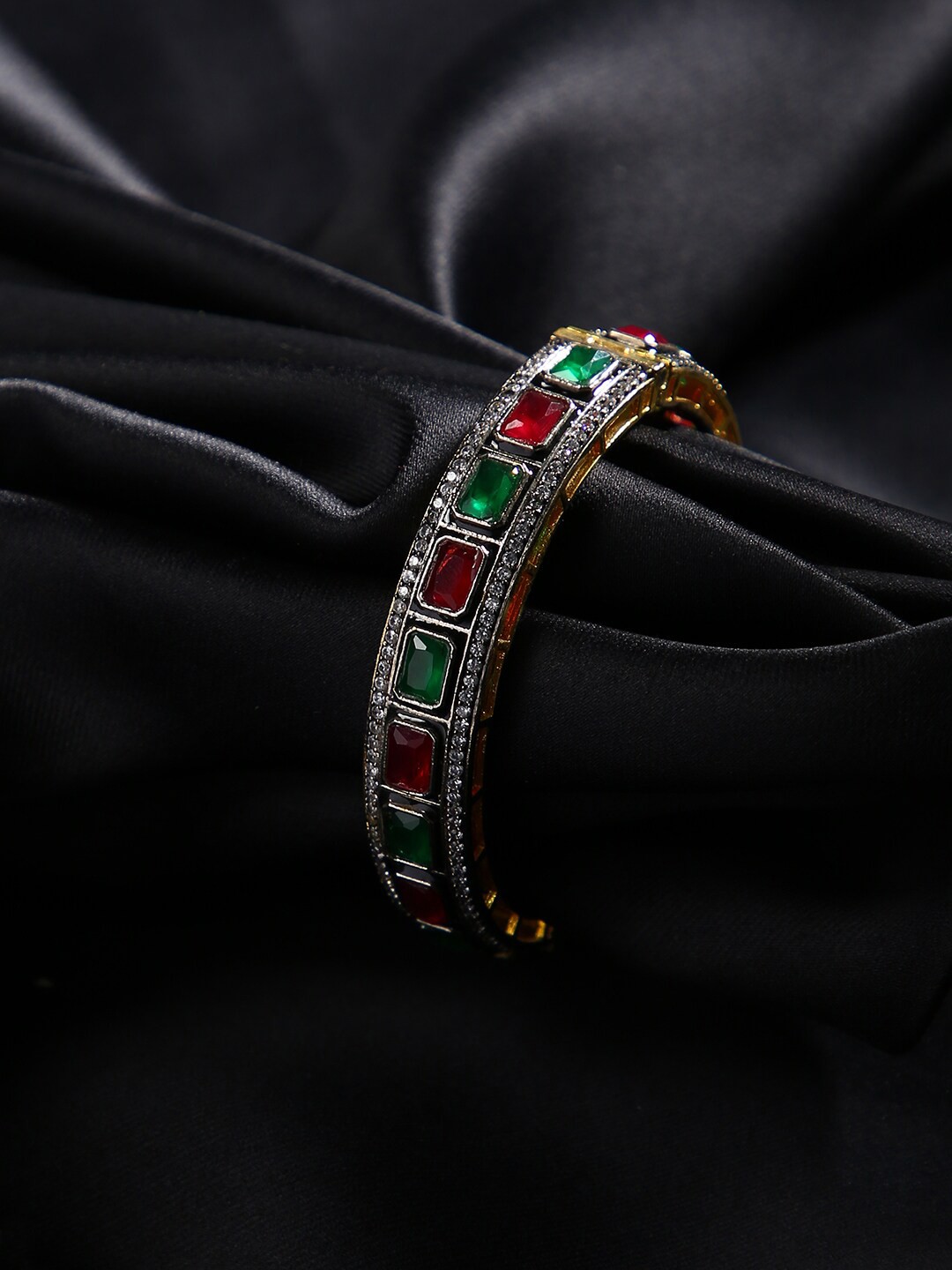 

justpeachy Gold-Plated & Red Studded Bangle