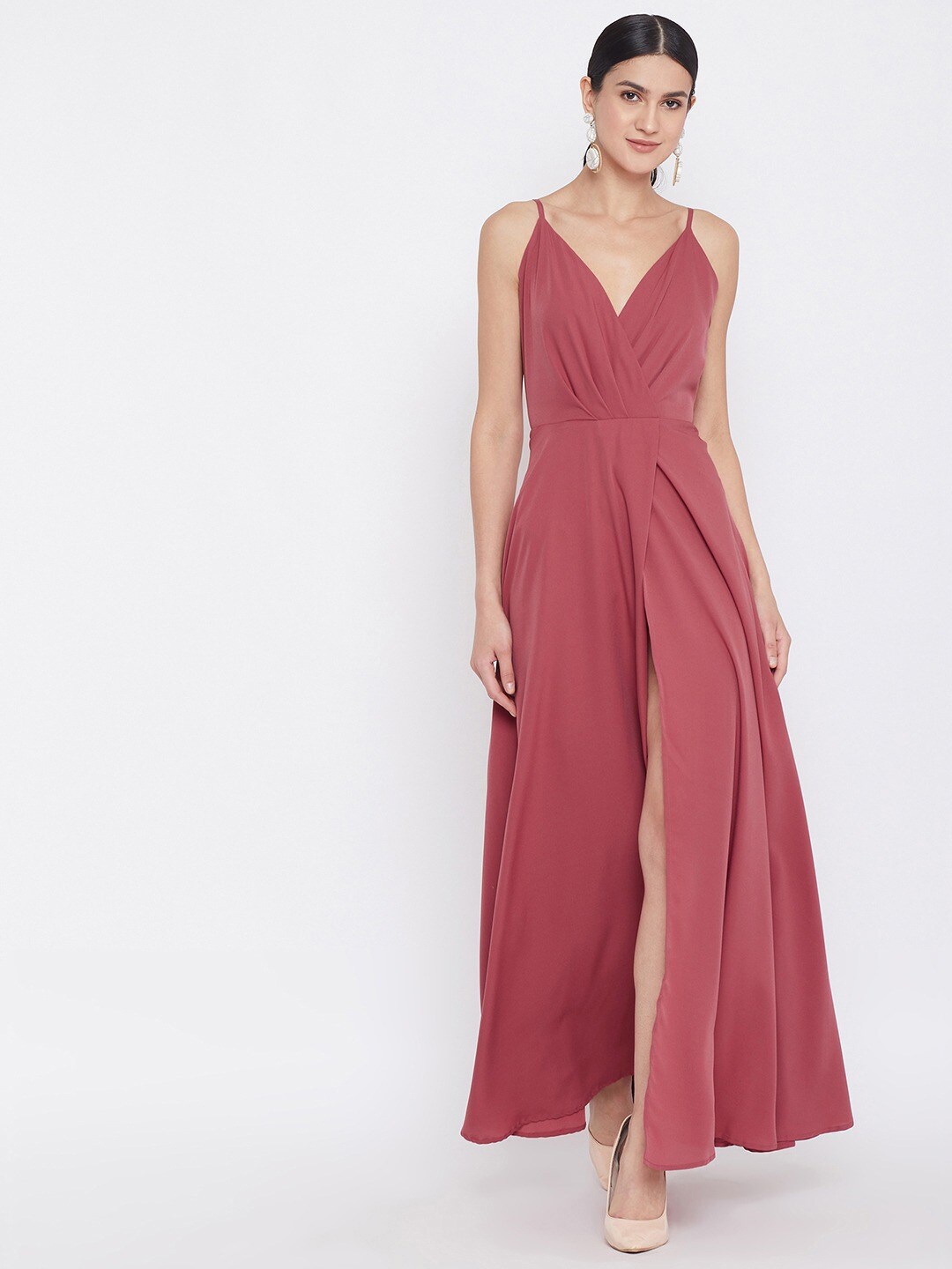 

Berrylush Pink Crepe Maxi Dress