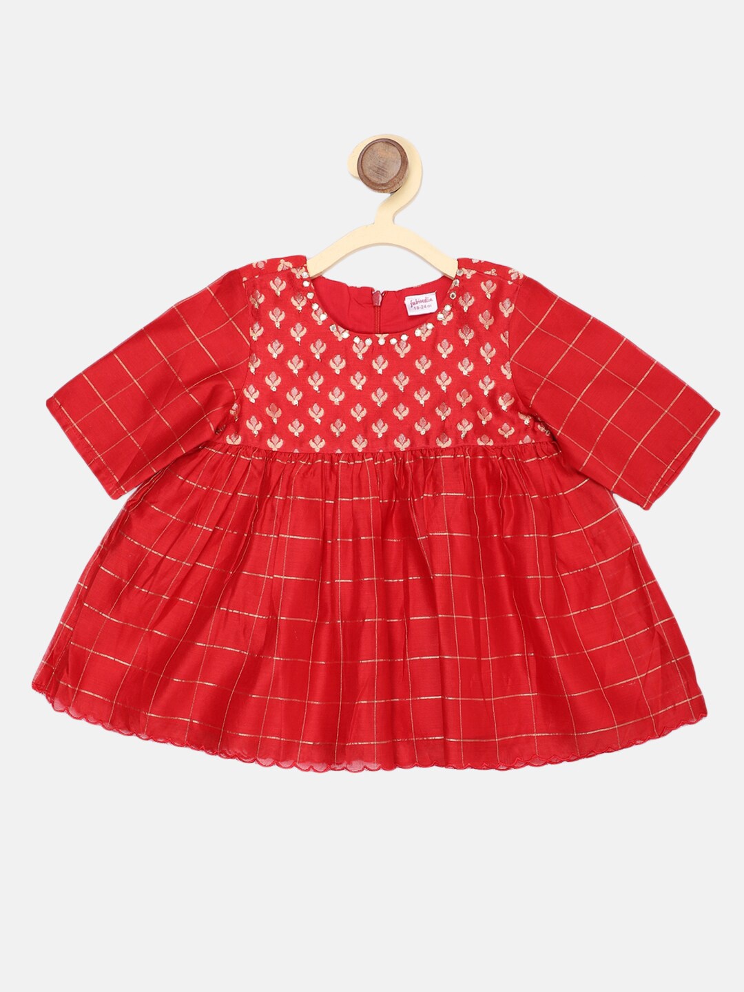 

Fabindia Red Checked Dress