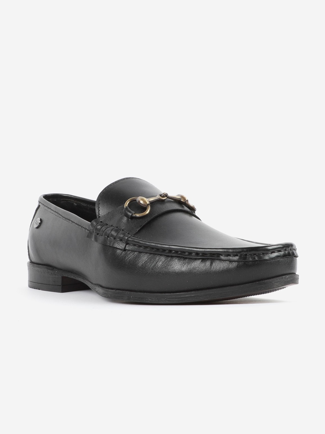 

Carlton London Men Black Leather Horsebit Loafers