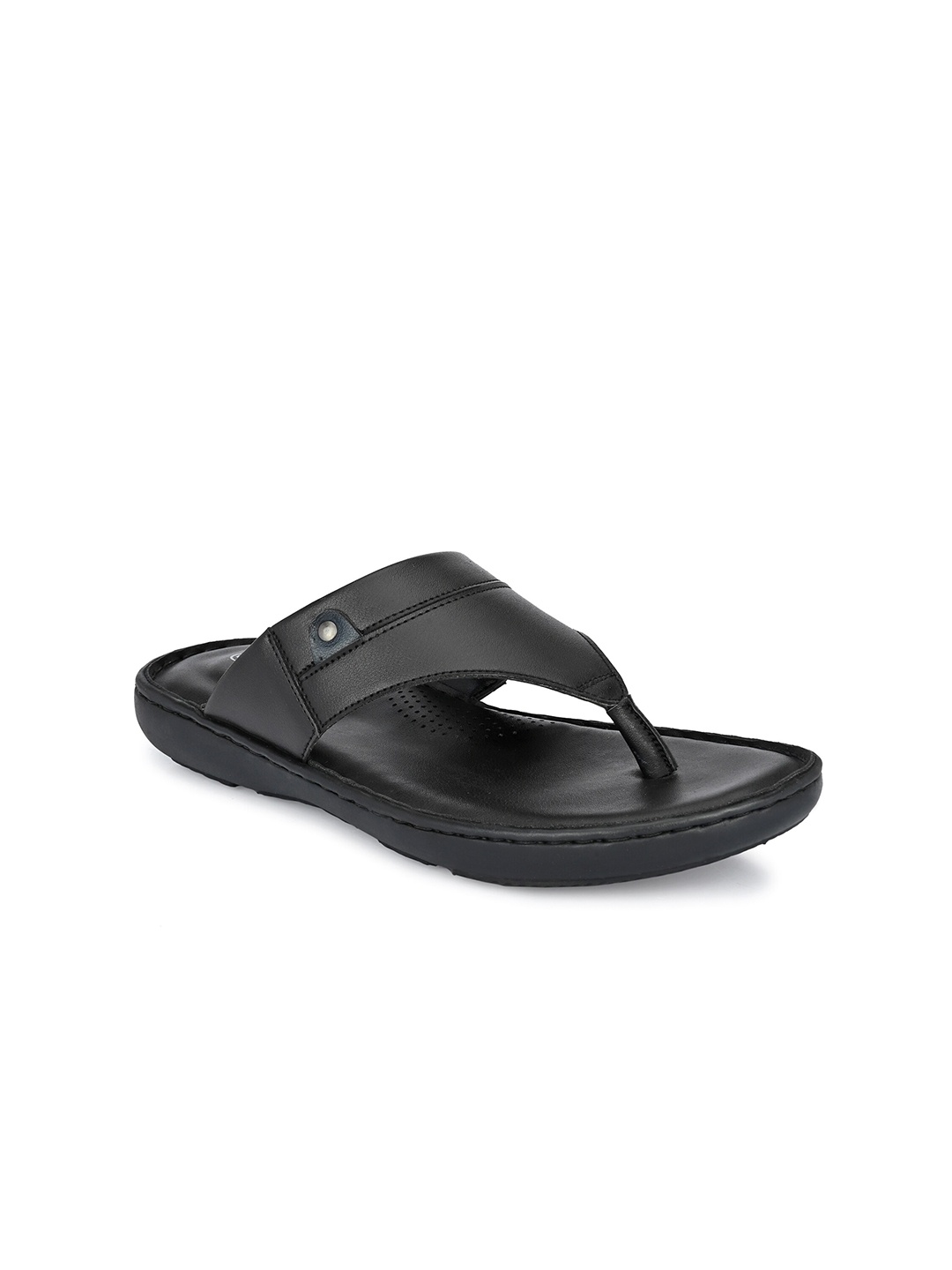 

SHENCES Men Black Solid Comfort Sandals