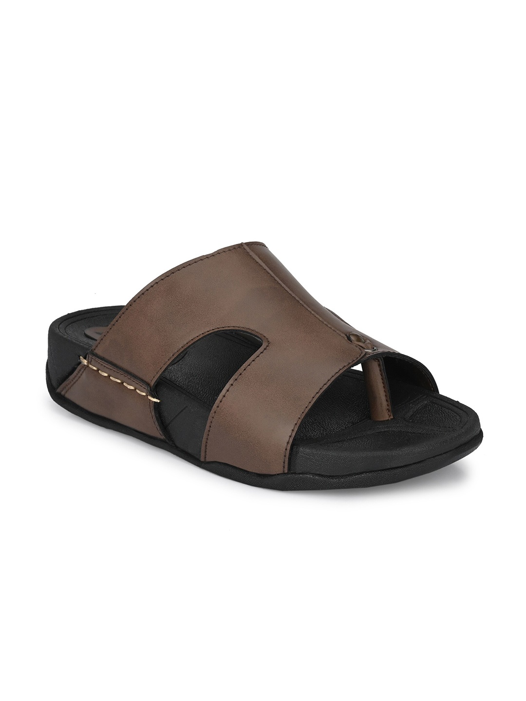 

SHENCES Men Brown & Black Ethnic Comfort Sandals