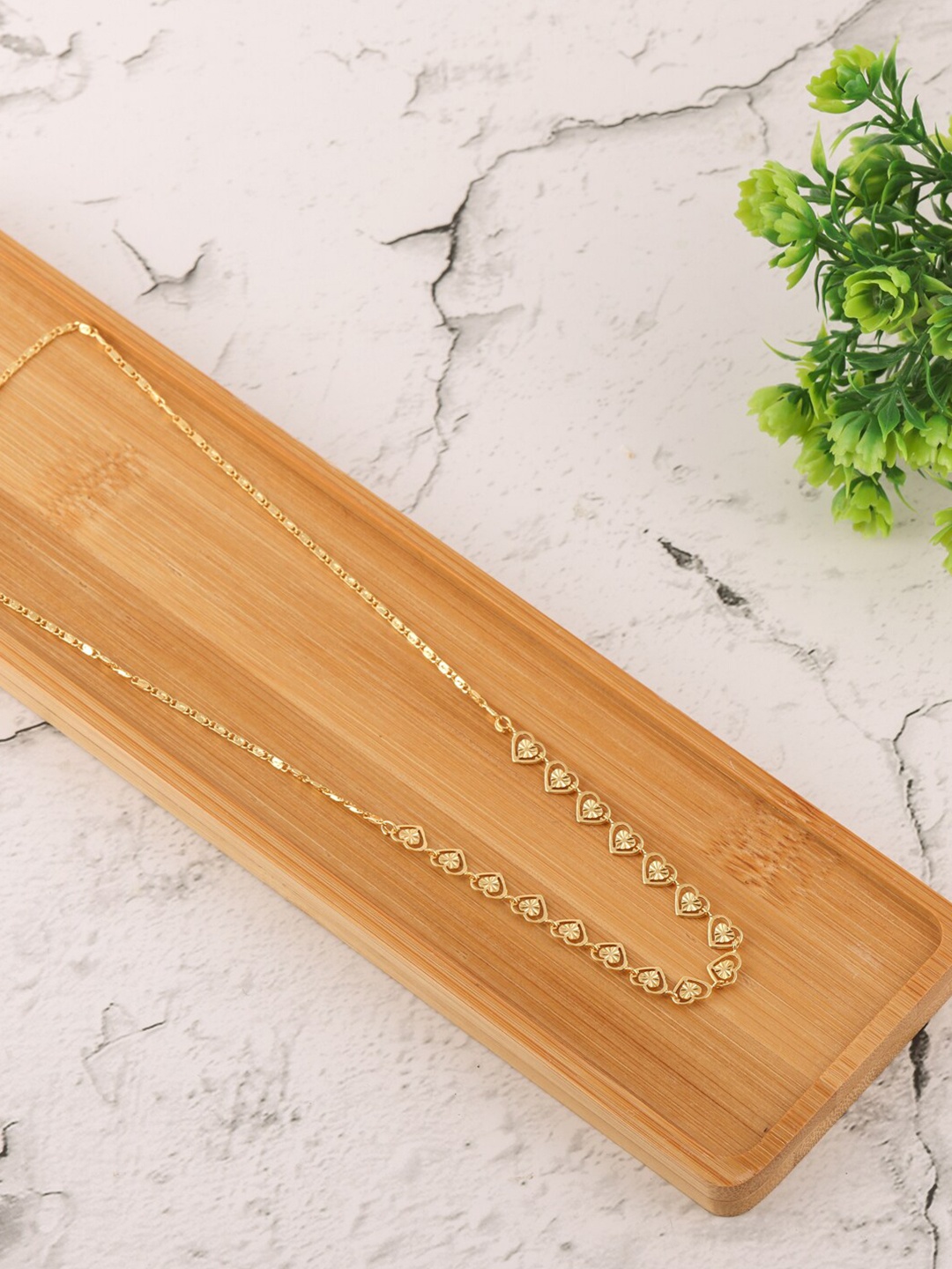 

Brandsoon Gold-Toned Brass Rose Gold-Plated Feather Necklace
