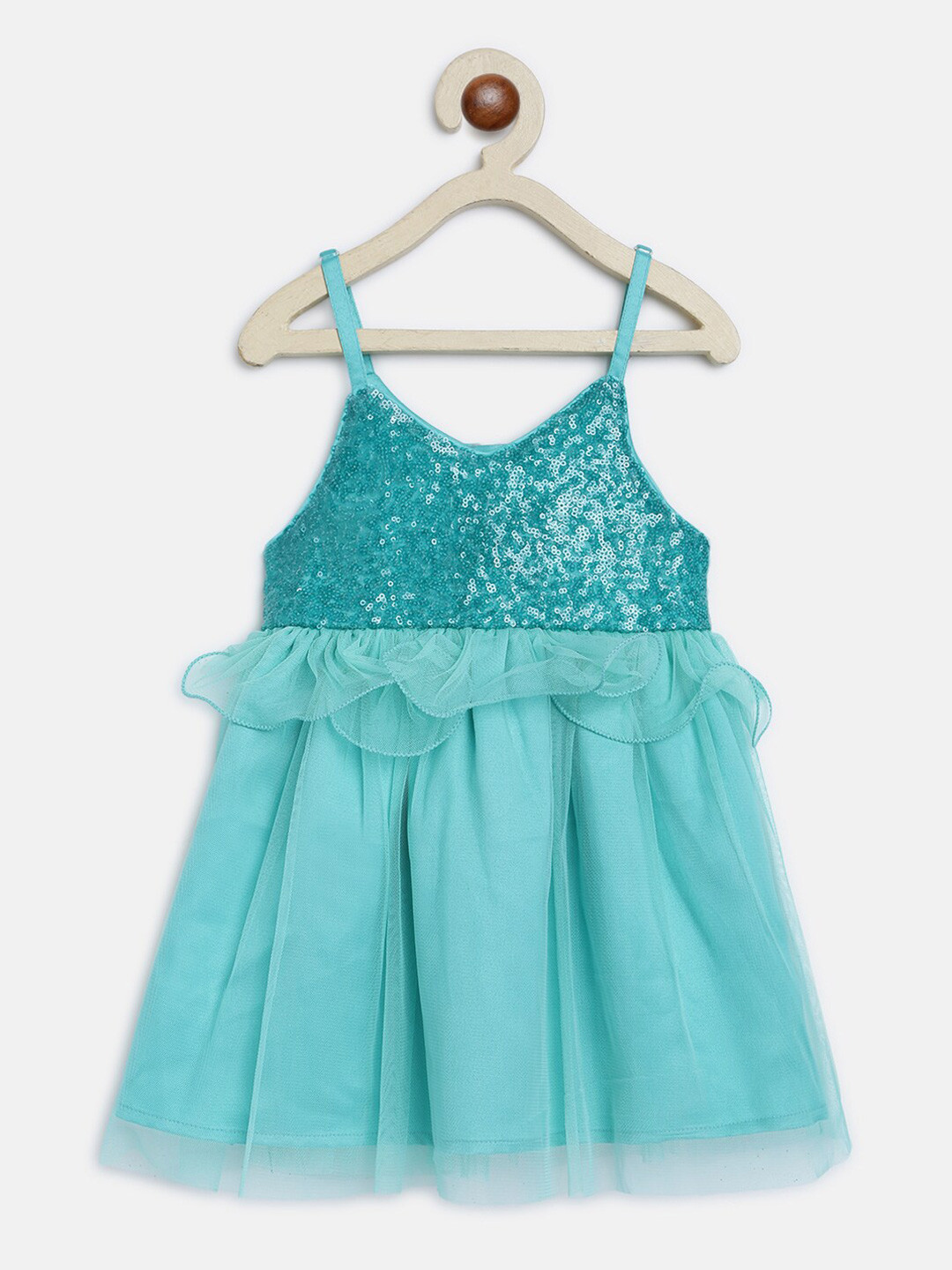 

Nauti Nati Girls Blue Embellished Net Dress