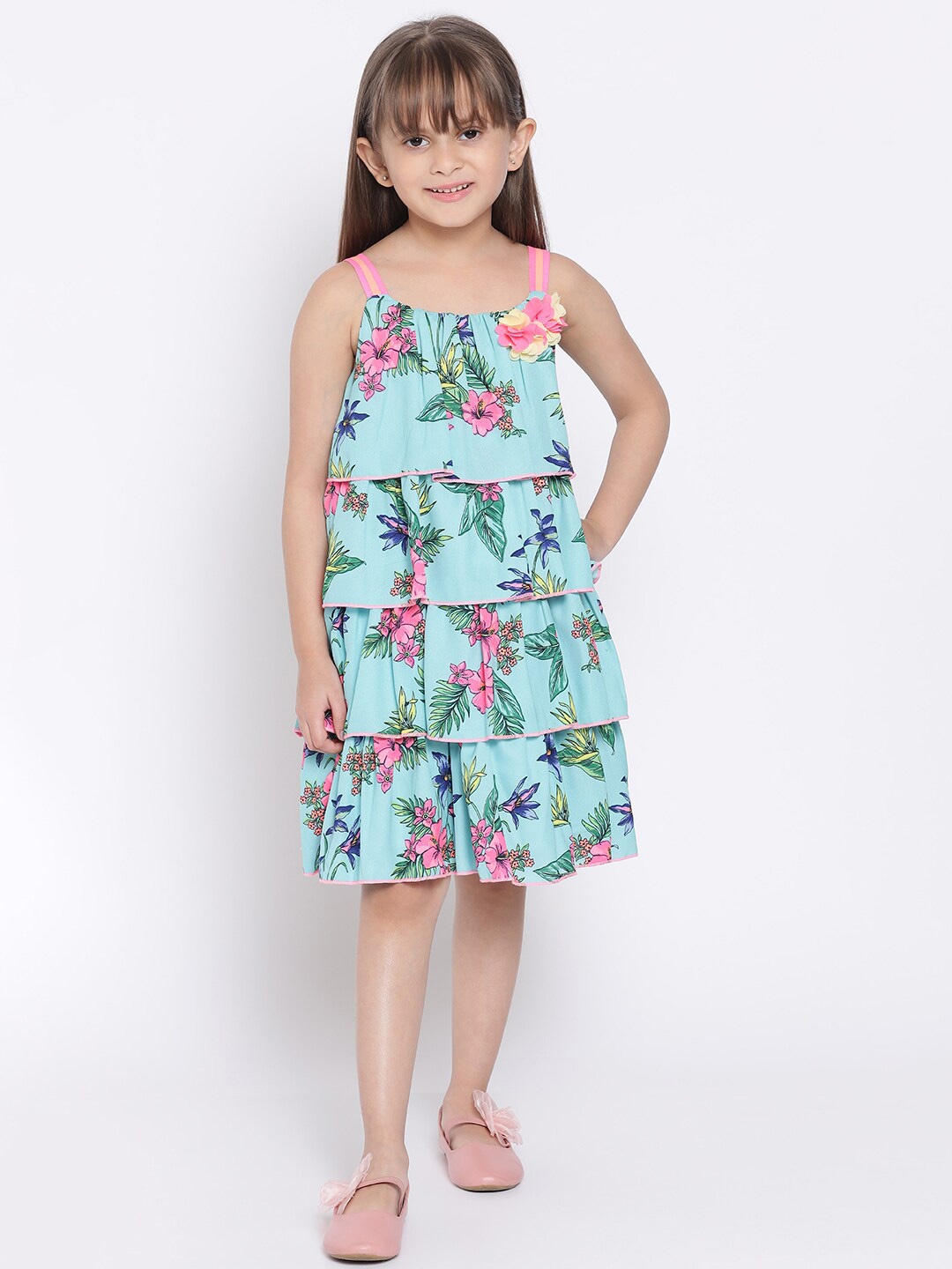 

Nauti Nati Multicoloured Floral Crepe A-Line Dress, Multi