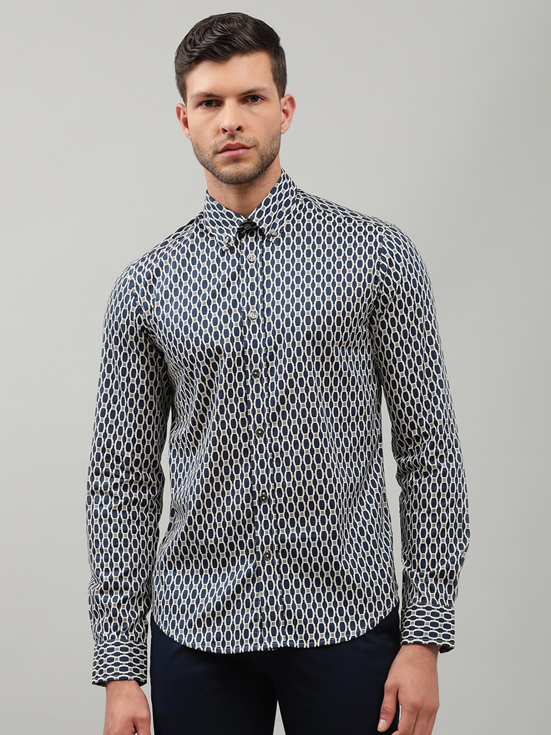 

BEN SHERMAN Men Blue Modern Printed Casual Shirt
