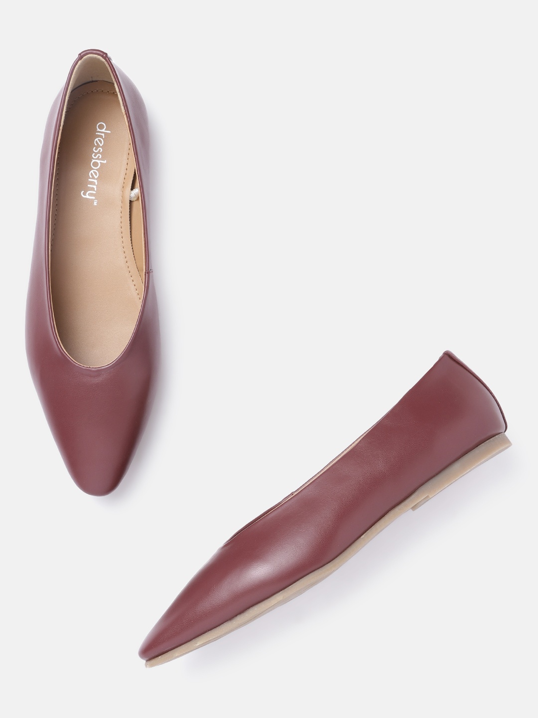 

DressBerry Women Burgundy Solid Ballerinas