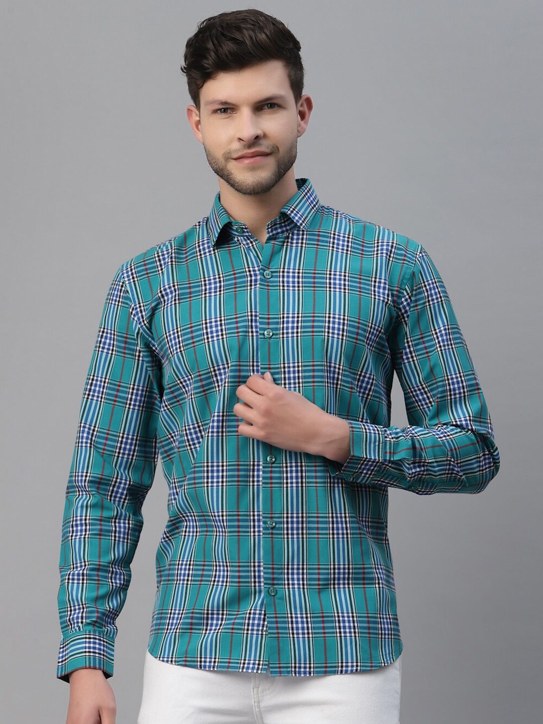 

NEUDIS Men Green Classic Tartan Checks Checked Casual Shirt