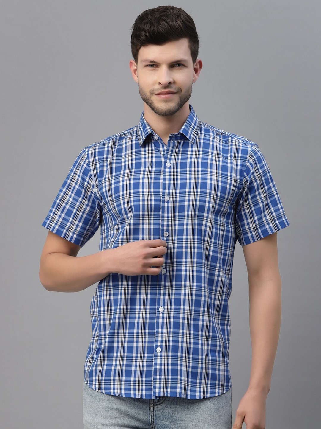 

NEUDIS Men Blue Classic Tartan Checks Checked Casual Shirt