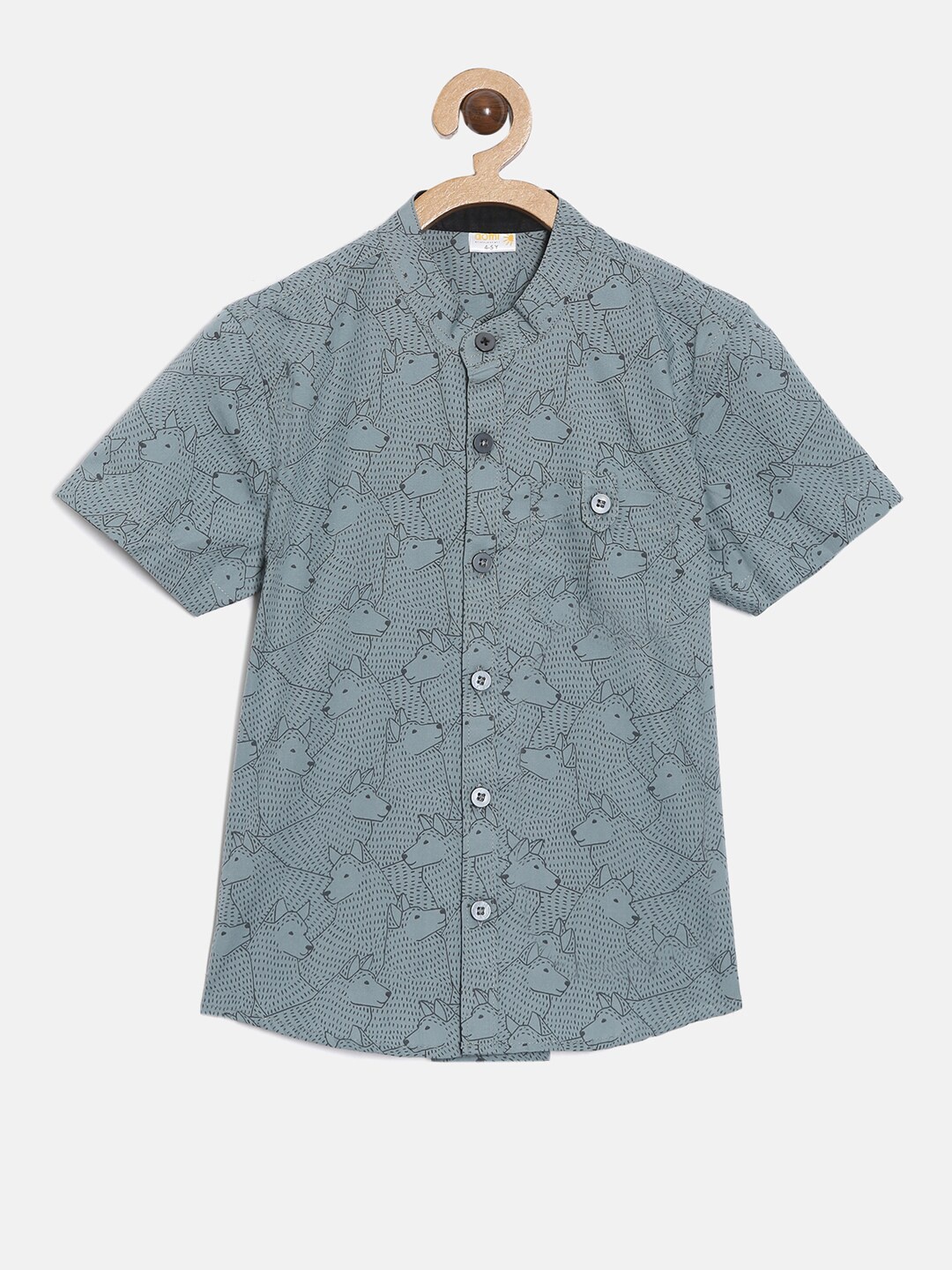

Aomi Boys Grey Comfort Conversational Printed Cotton Casual Shirt
