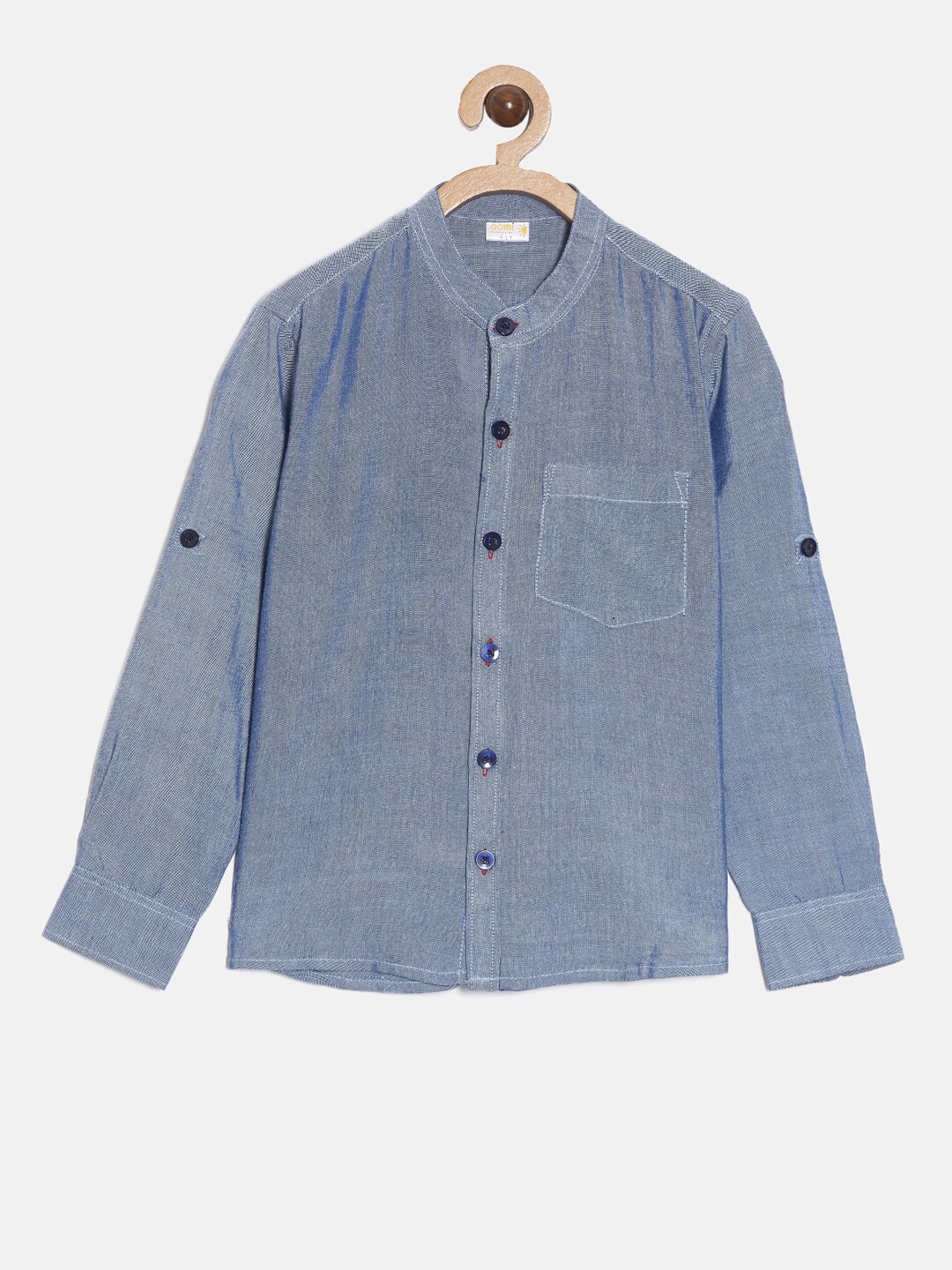 

Aomi Boys Blue Comfort Striped Cotton Casual Shirt