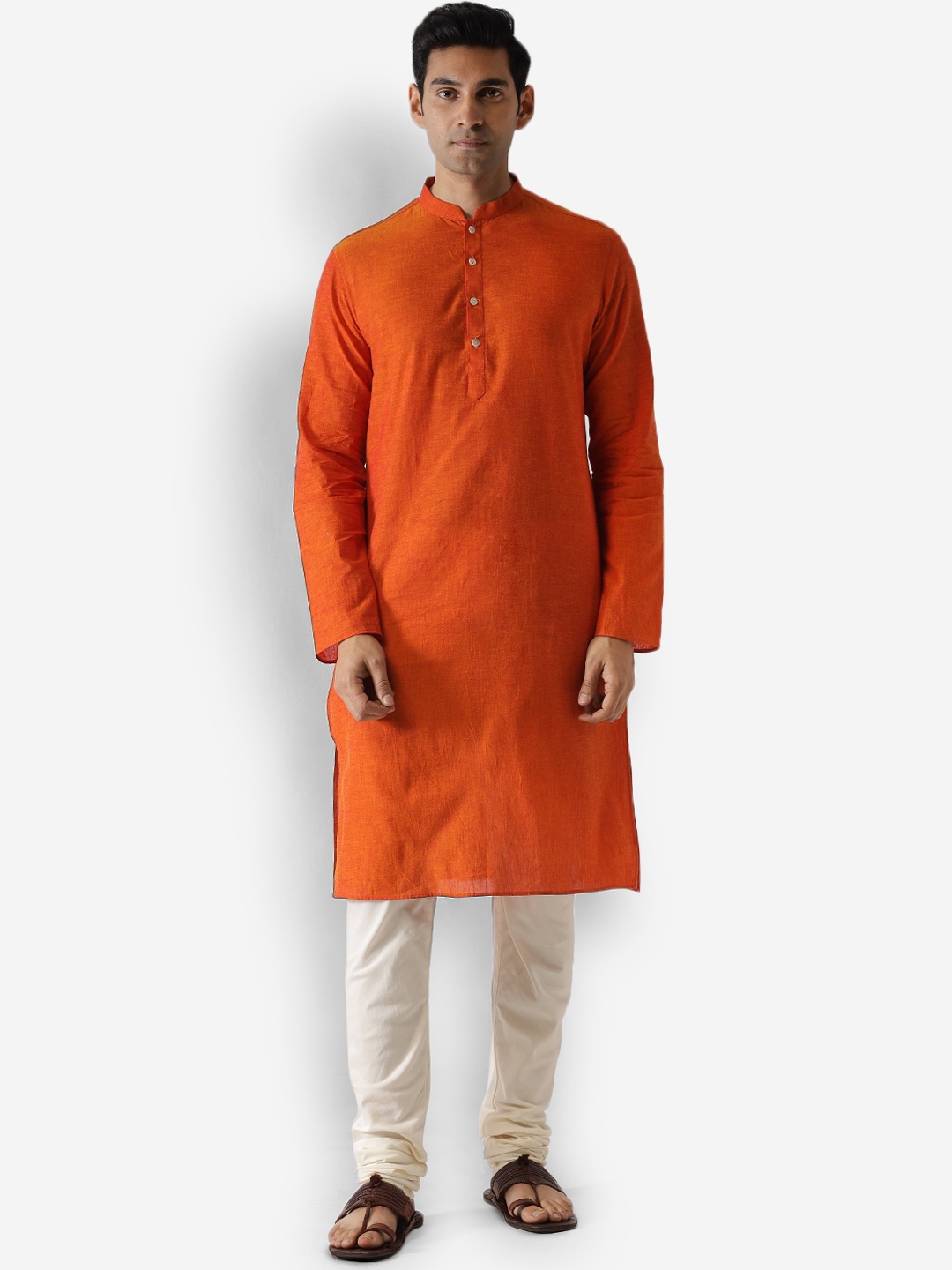 

KISAH Men Orange Kurta with Churidar