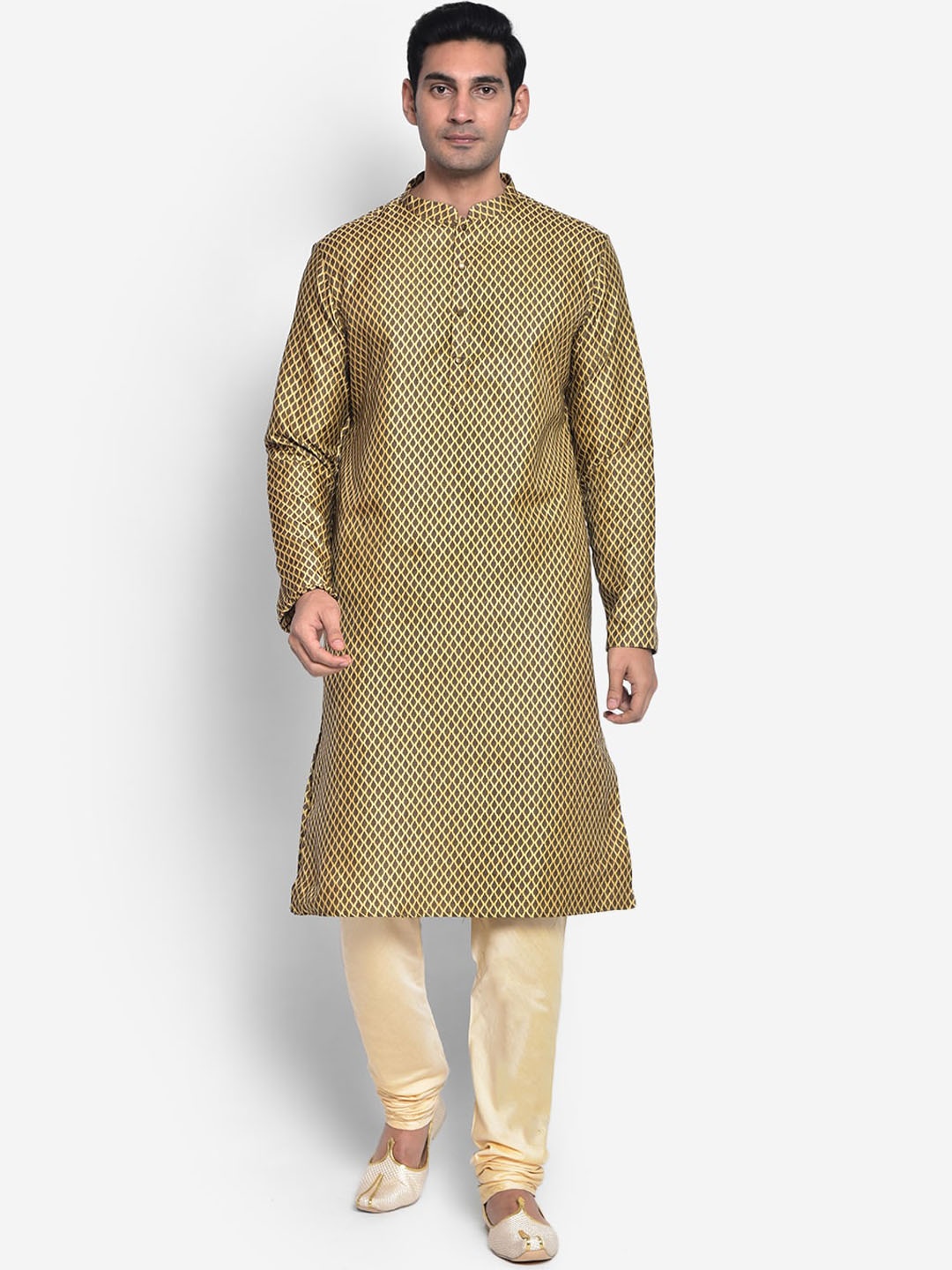 

KISAH Men Beige Kurta with Pyjamas