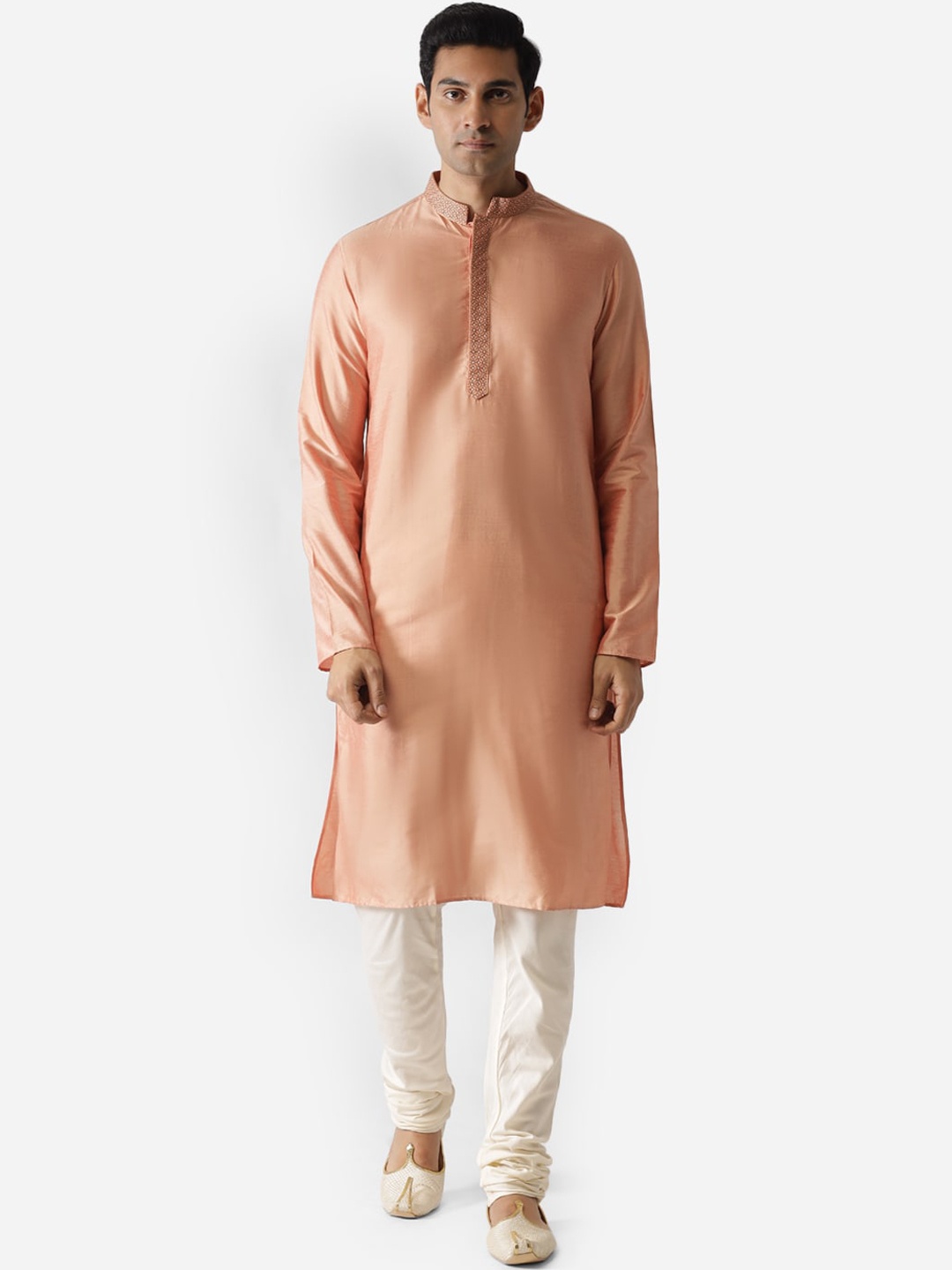 

KISAH Men Peach-Coloured Kurta with Churidar