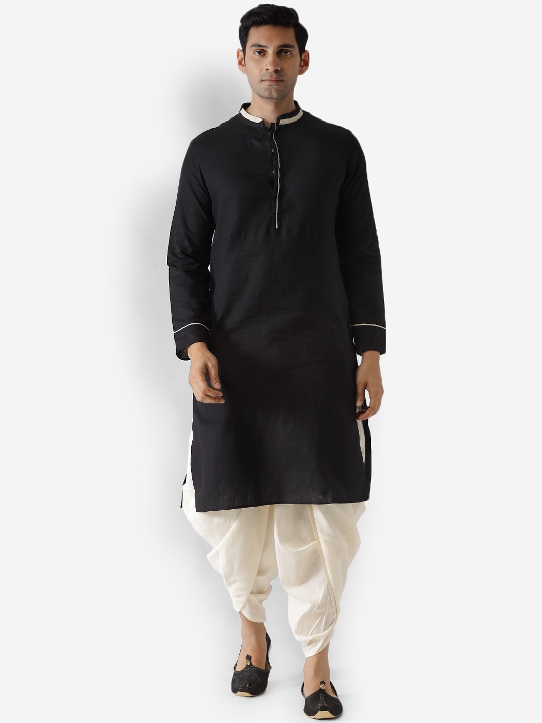 

KISAH Men Black & Off-White Kurta with Dhoti Pants