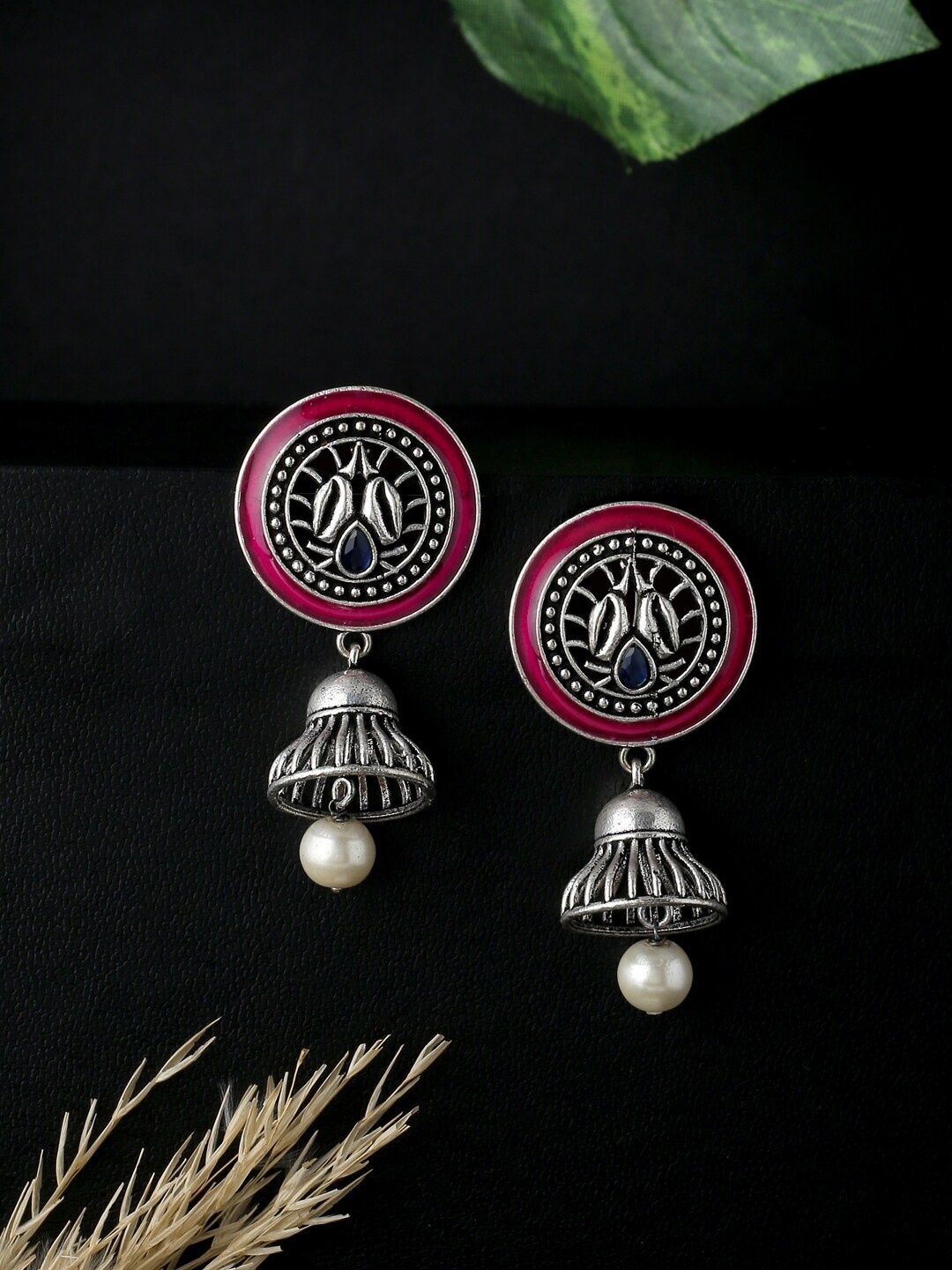 

kashwini Maroon Contemporary Jhumkas Earrings