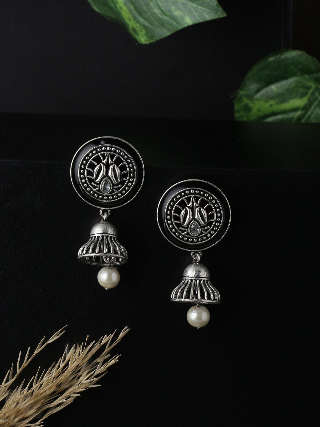 

kashwini Black Contemporary Jhumkas Earrings