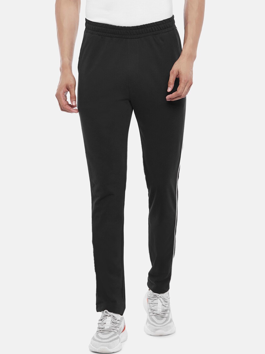 

Ajile by Pantaloons Men Black Solid Pure Cotton Slim Fit Track Pants