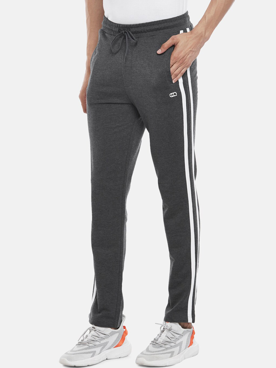 

Ajile by Pantaloons Men Charcoal Grey Solid Slim Fit Cotton Track Pants