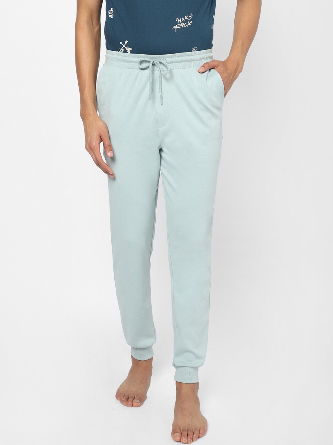 

Ajile by Pantaloons Men Sea Green Solid Slim Fit Cotton Lounge Pants