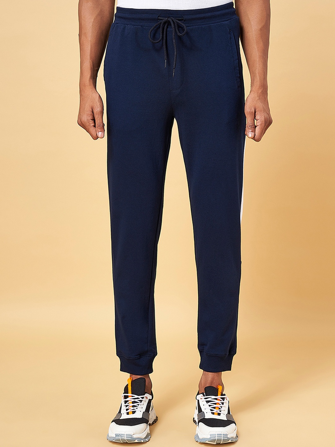 

Ajile by Pantaloons Men Navy Blue Solid Slim-Fit Pure Cotton Joggers