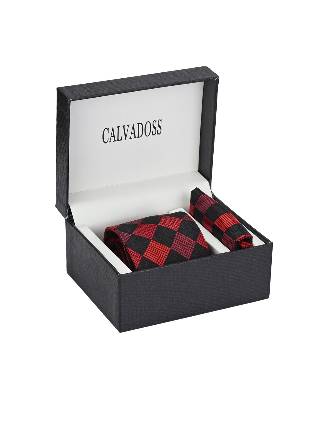 

Calvadoss Men Red & Black Woven Design Accessory Gift Set