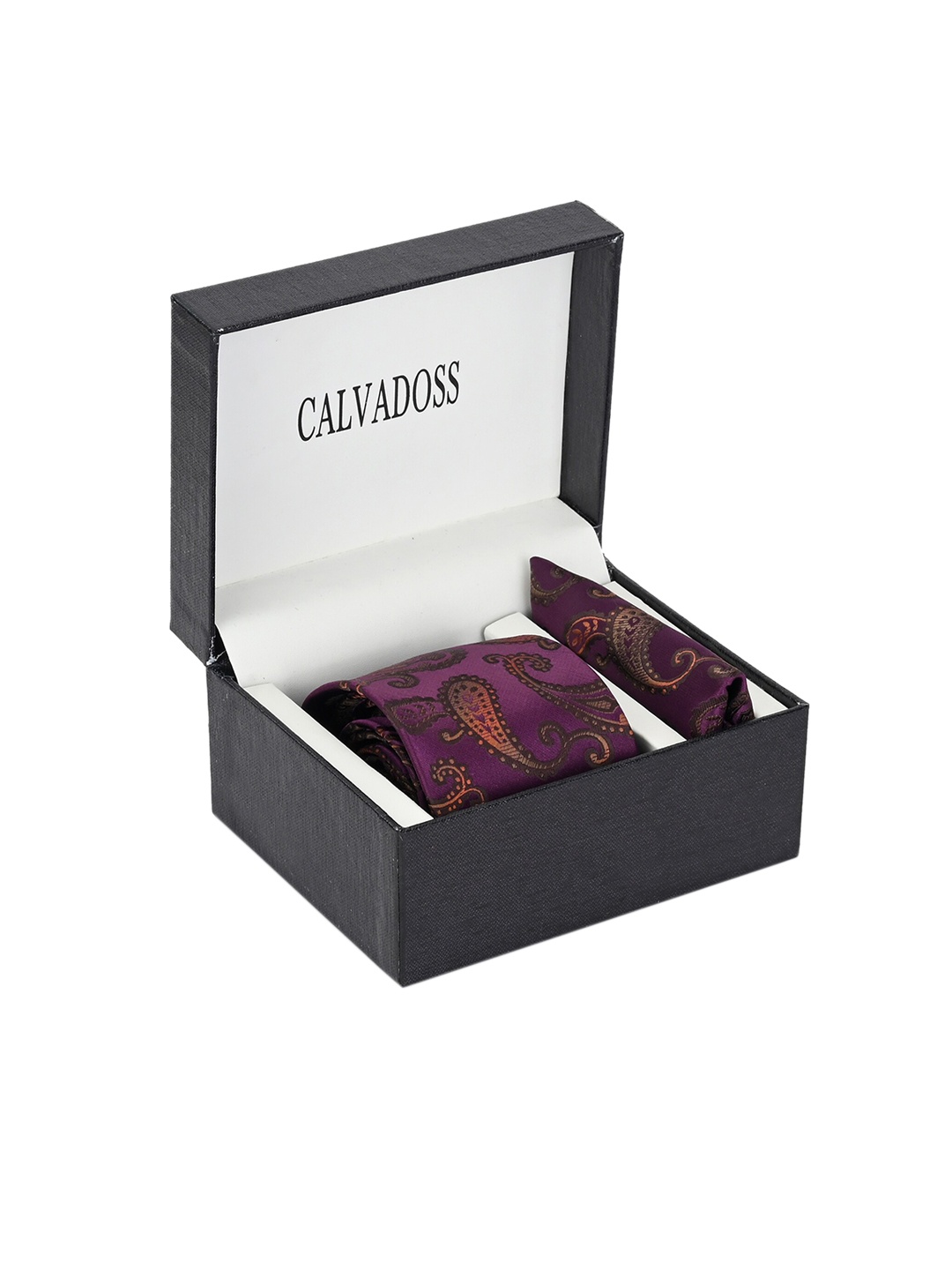 

Calvadoss Men Purple Broad Tie and Pocket Square Combo Accessory Gift Set