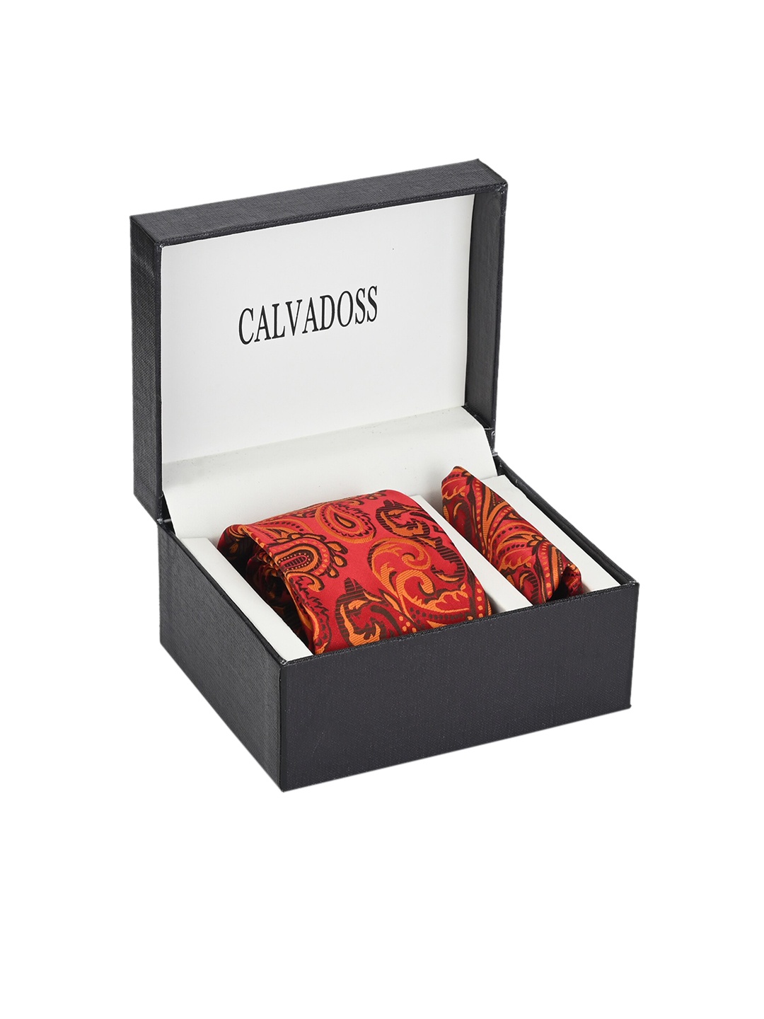 

Calvadoss Men Red & Orange Printed Accessory Gift Set