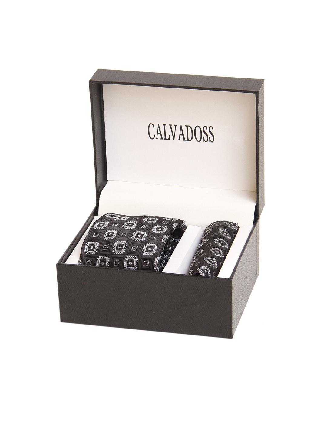 

Calvadoss Men Black & White Printed Accessory Gift Set