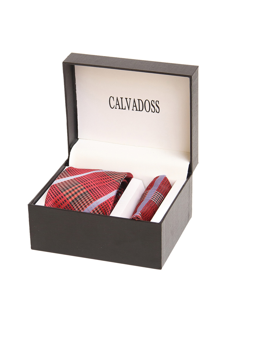 

Calvadoss Men Red & Black Checked Accessory Gift Set