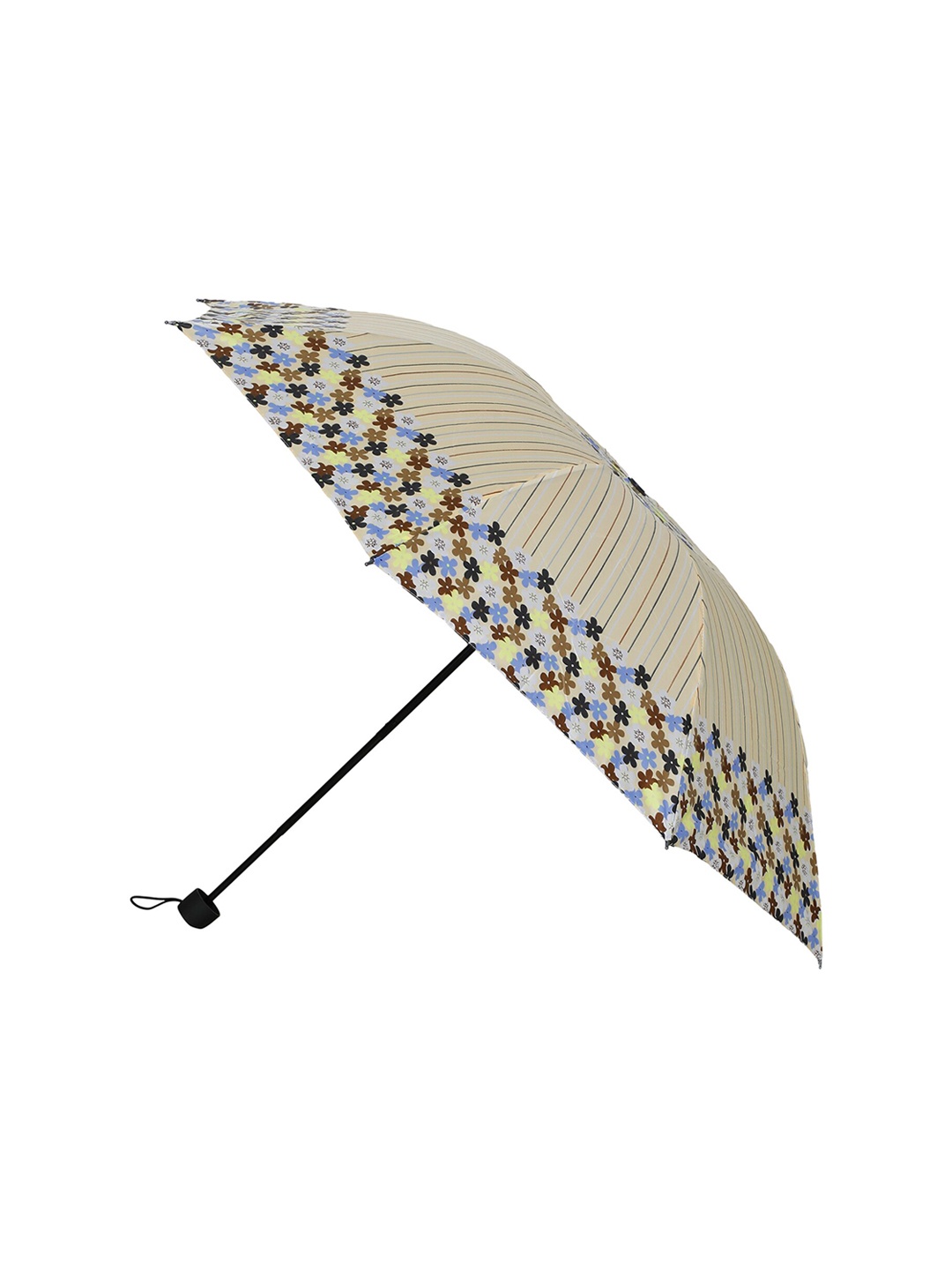 

LOOM LEGACY Beige & Blue Floral Printed 3-Fold Umbrella