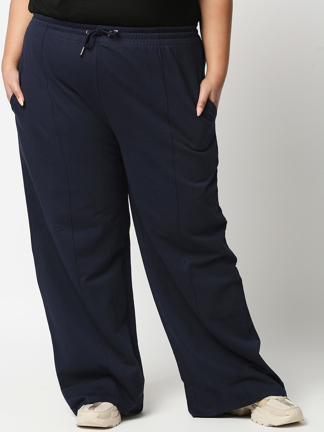 

20Dresses Women Navy Blue Solid Cotton Trousers