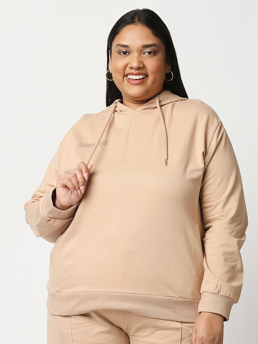 

20Dresses Women Plus Size Beige Hooded Sweatshirt
