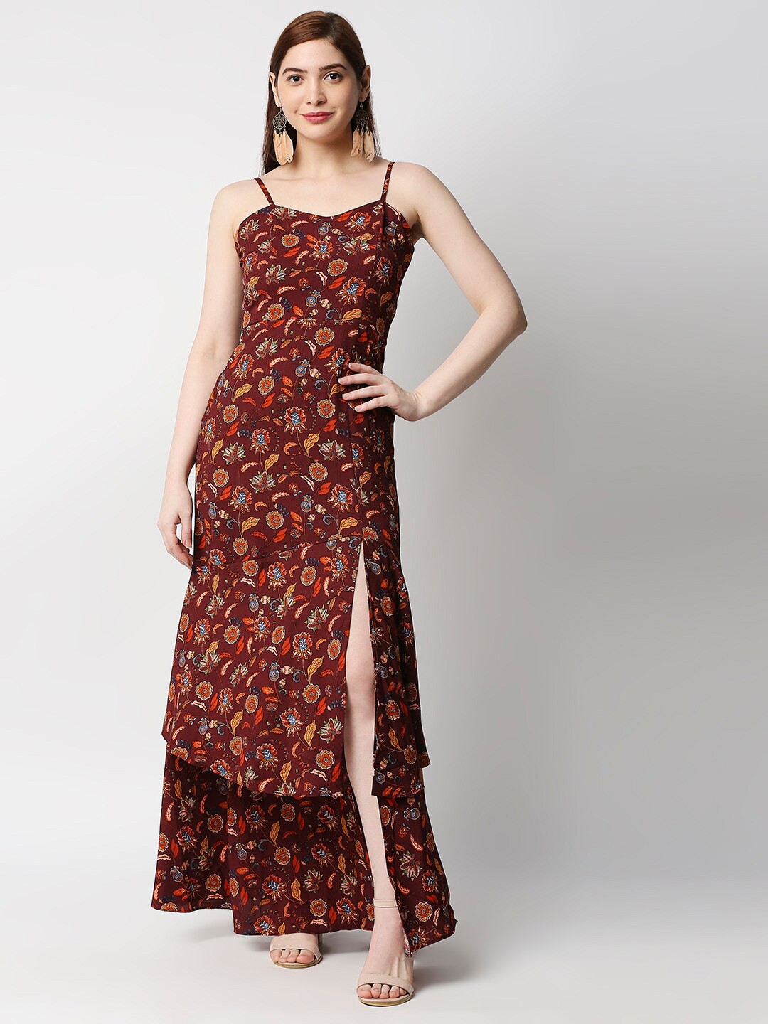 

20Dresses Women Maroon Floral Maxi Dress
