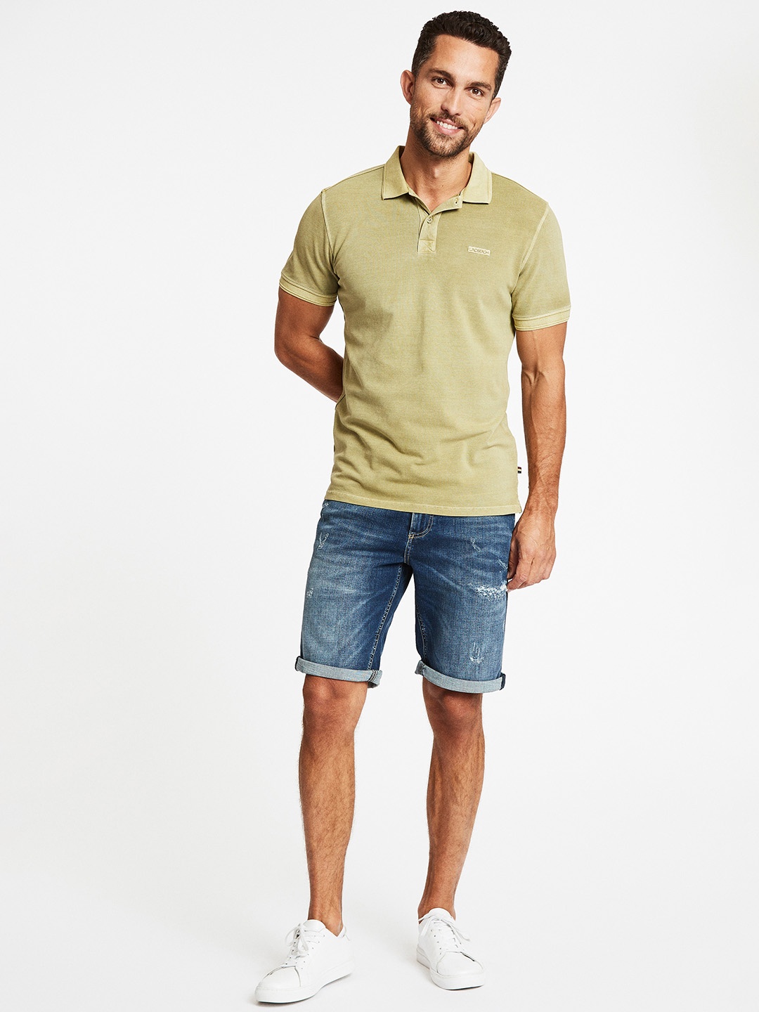 

LINDBERGH Men Khaki Solid Polo Collar T-shirt