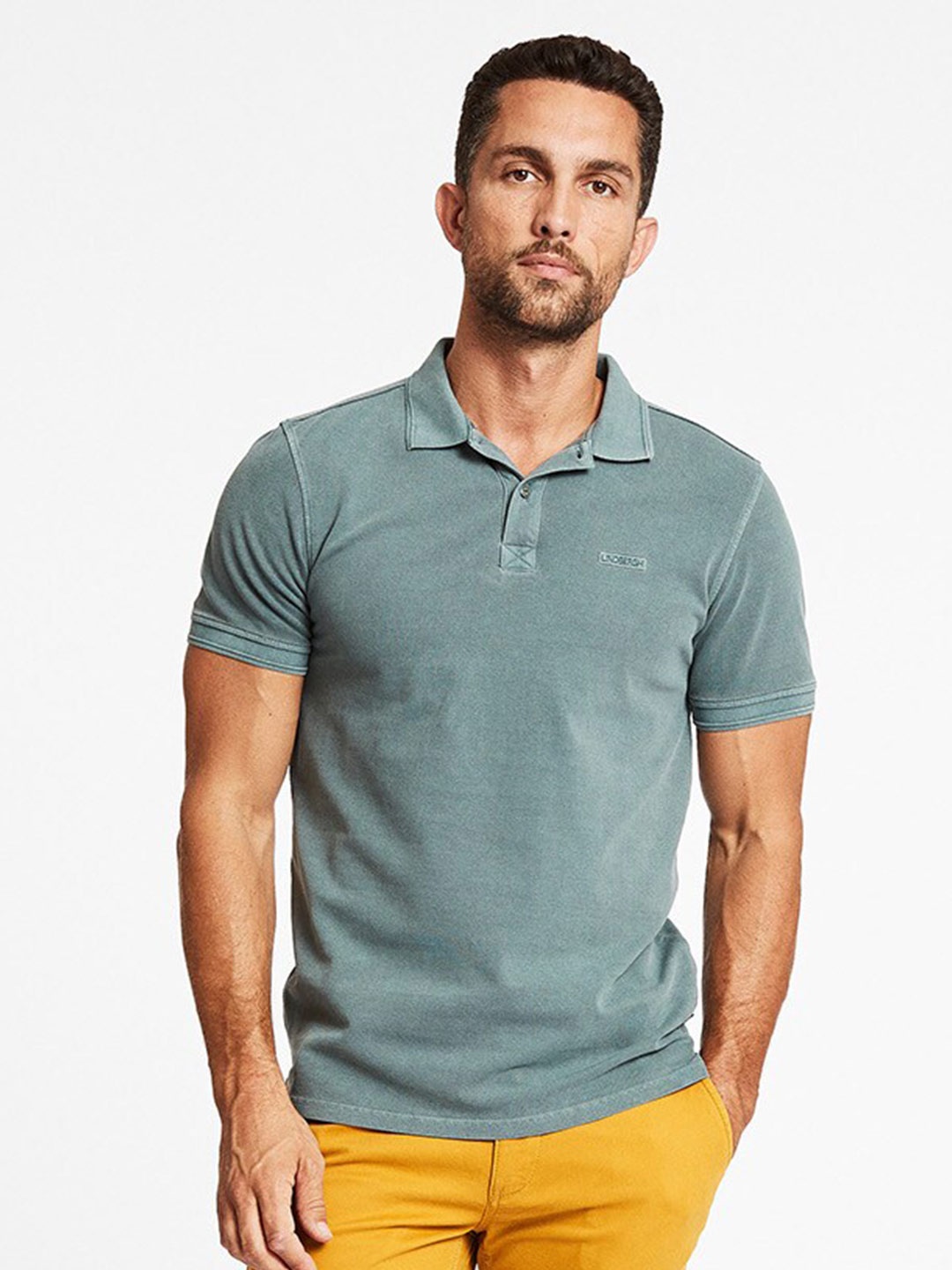 

LINDBERGH Men Green Polo Collar T-shirt