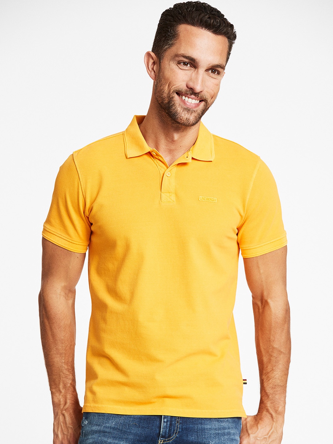 

LINDBERGH Men Yellow Polo Collar T-shirt