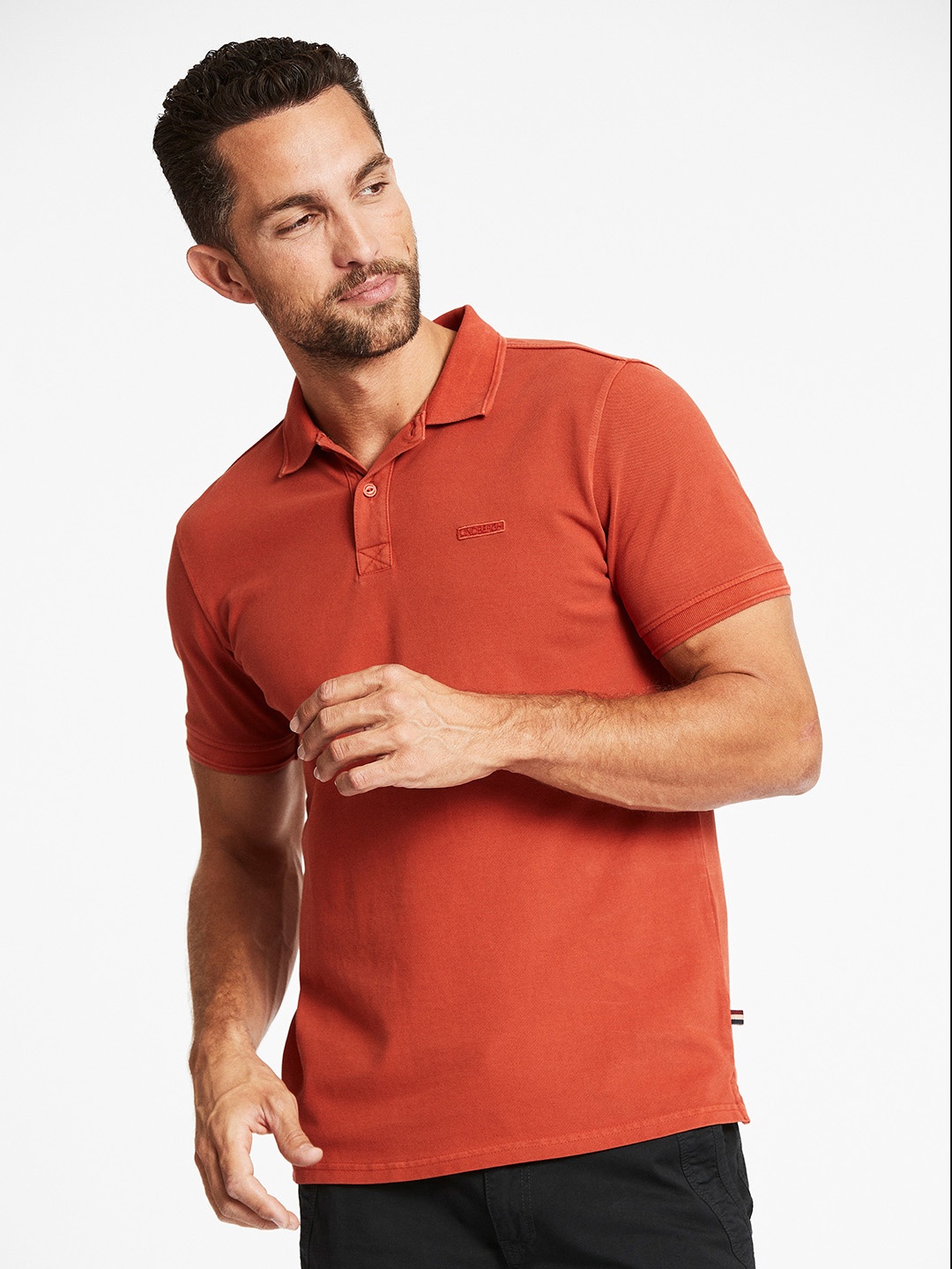 

LINDBERGH Men Red Solid Polo Collar T-shirt