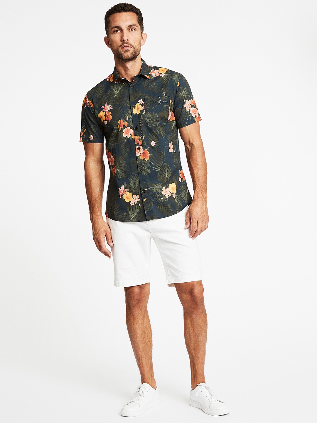 

LINDBERGH Men Navy Blue Relaxed Floral Printed Cotton Casual Shirt
