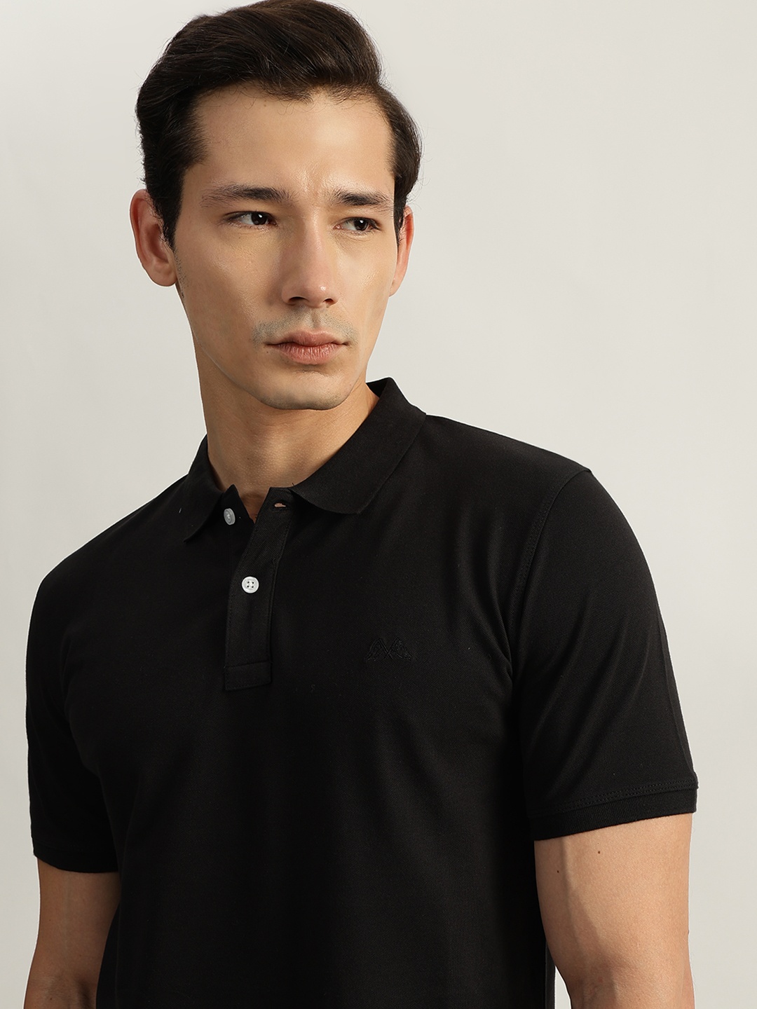 

LINDBERGH Men Black Polo Collar T-shirt