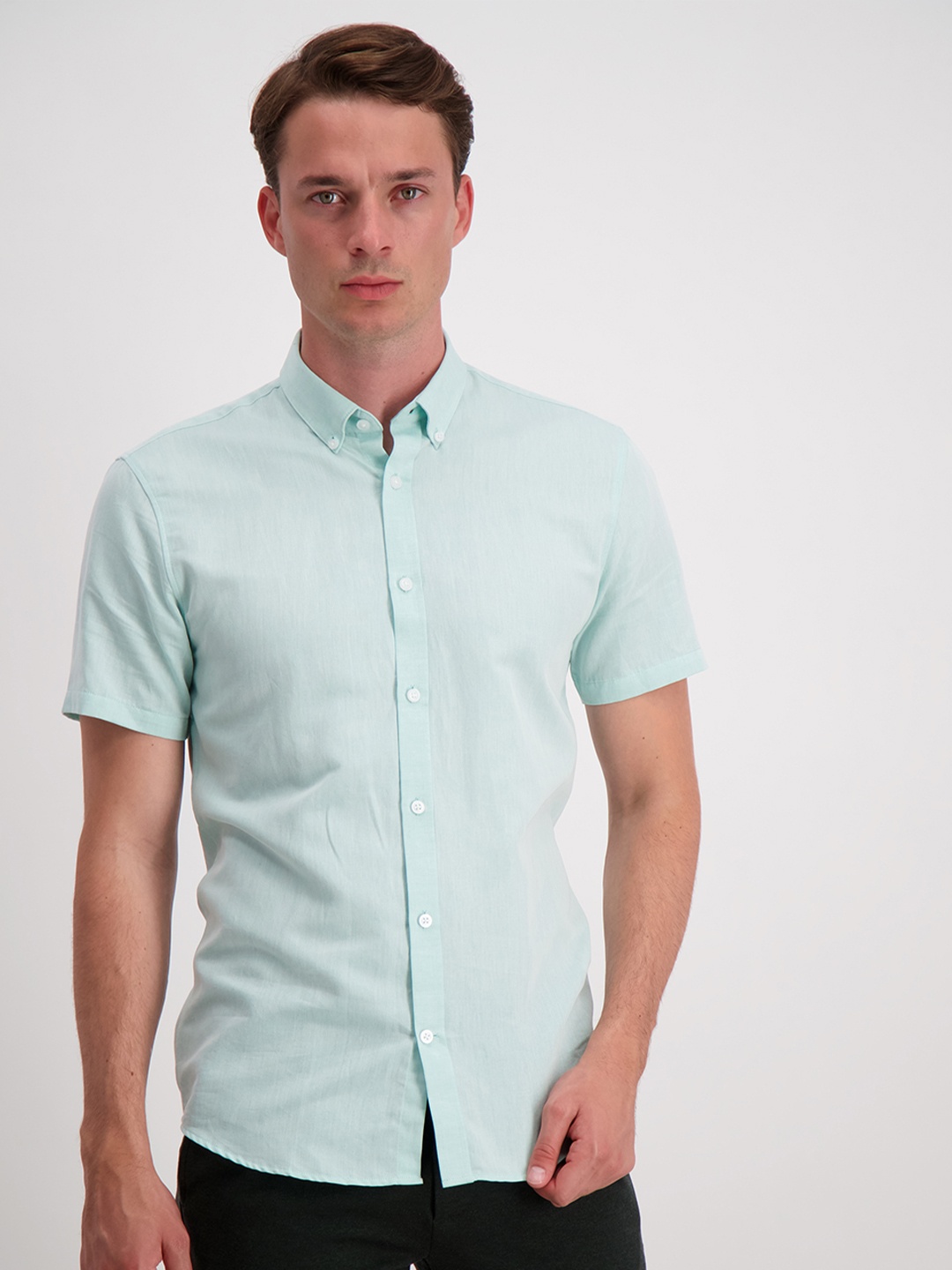 

LINDBERGH Men Green Slim Fit Cotton Casual Shirt