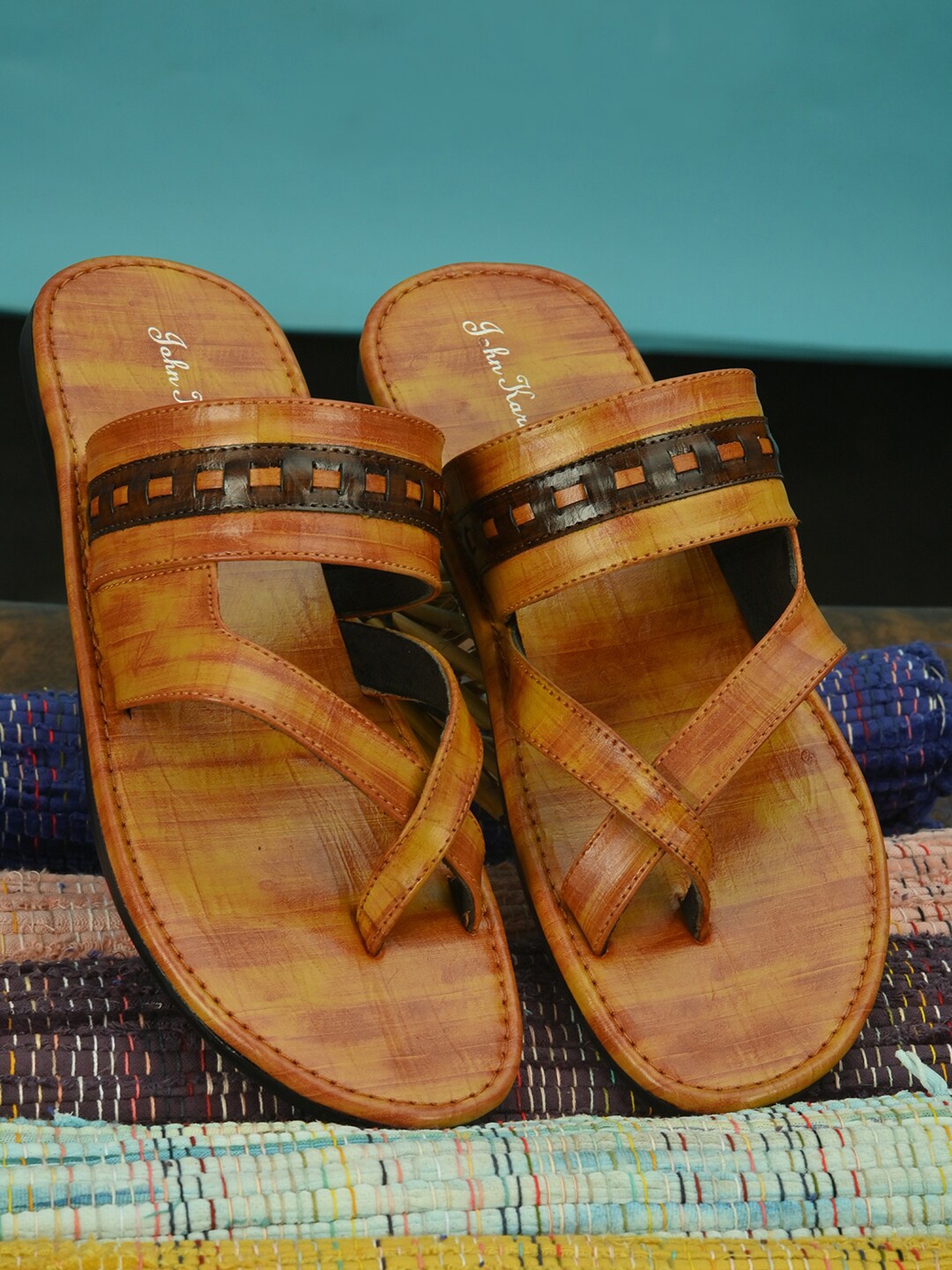 

John Karsun Men Tan Comfort Sandals