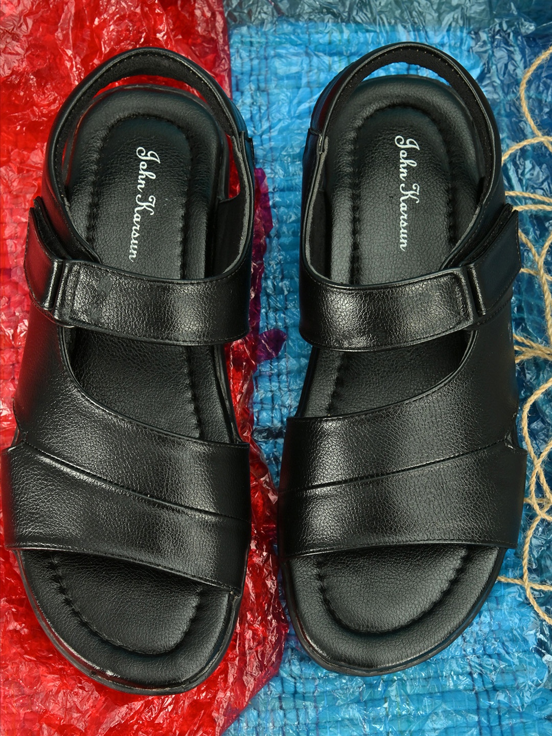 

John Karsun Men Black Comfort Sandals