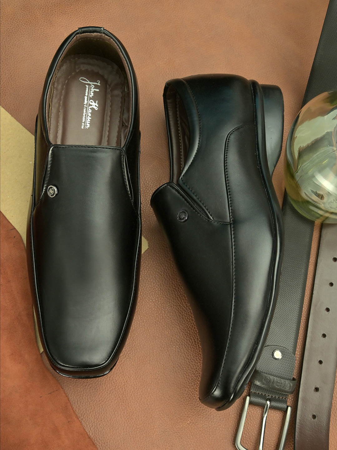 

John Karsun Men Black Solid Formal Shoes