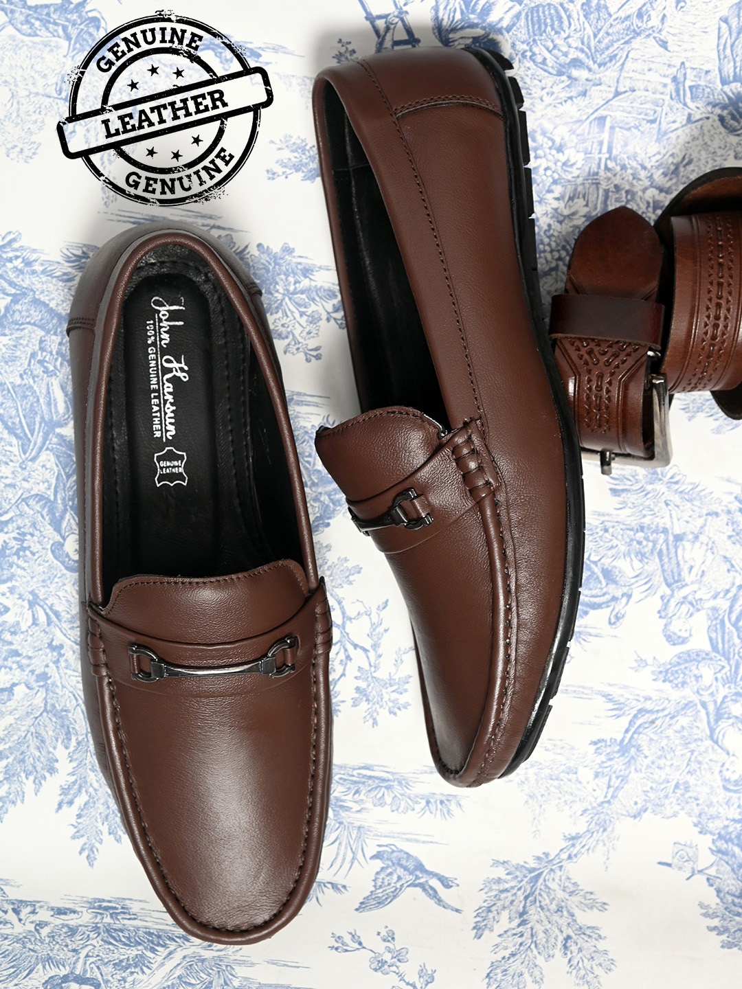 

John Karsun Men Brown Leather Lightweight Loafers
