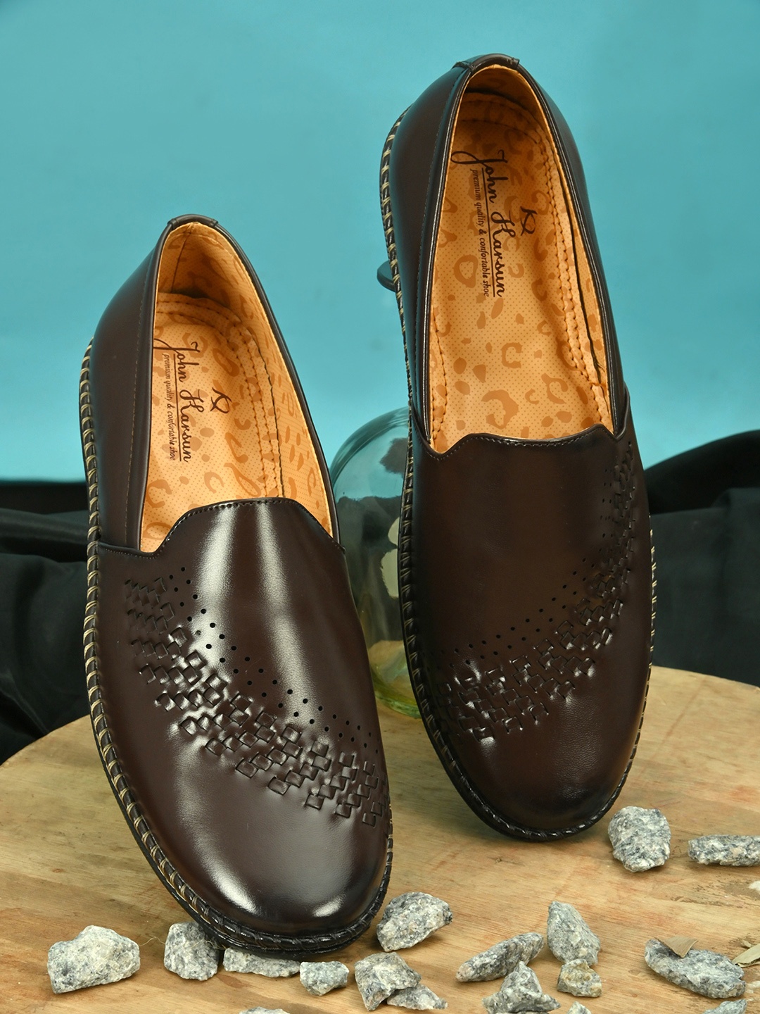 

John Karsun Men Brown Perforations Mojaris