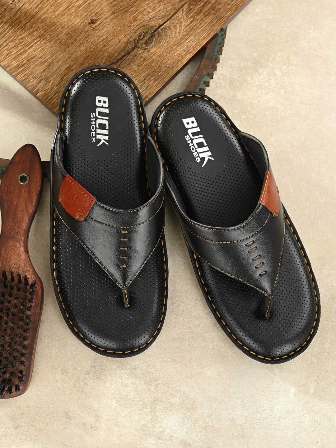 

BUCIK Men Black Comfort Sandals